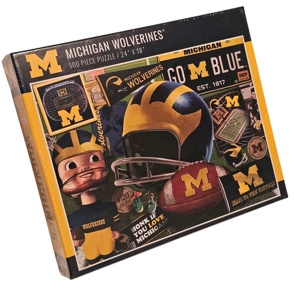 YouTheFan Michigan Wolverines Retro Series 500-Piece Puzzle, New